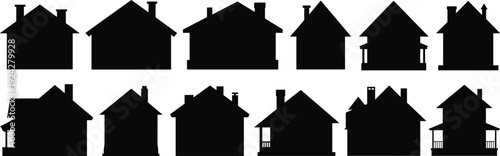 House, silhouettes, homes, buildings, architecture, real estate, property, residential, vector, illustration, isolated, set, collection, roof, cottage, modern, classic, design, clipart, icon