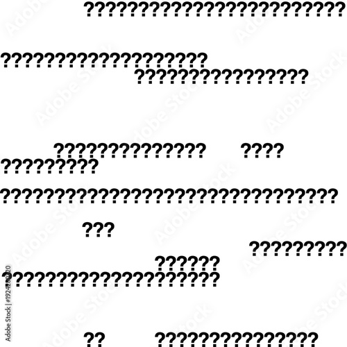 Question Marks Text Layout, Multiple Interrogation Lines Composition, FAQ and Information Concept Template