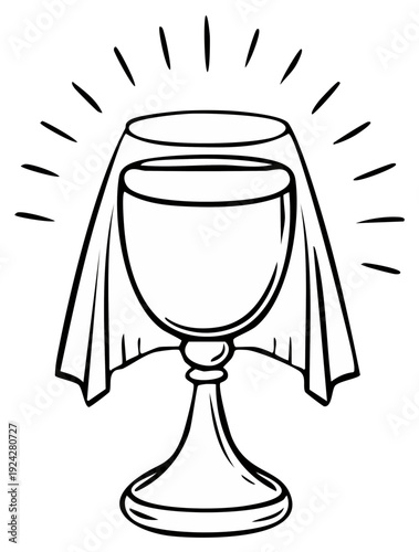 Chalice with Cloth Illustration, Religious Symbol Artwork, Spiritual Concept
