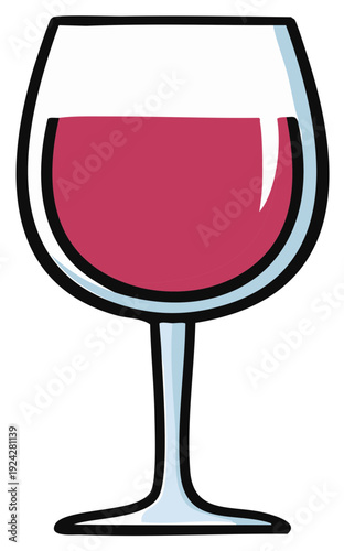 A simple cartoon drawing of a glass of red wine, a classic beverage icon