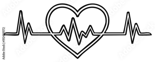 Heartbeat line art graphic symbol cardio pulse rhythm medical concept