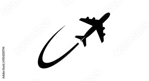 Airplane Flying High in the Sky Silhouette.