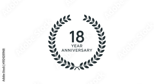 18 Year Anniversary Celebration with Laurel Wreath Design.