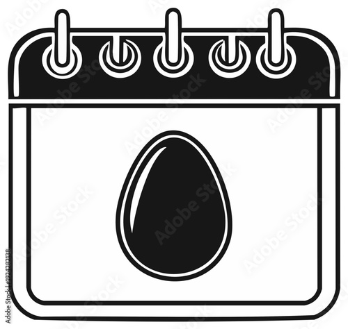 Stylized Easter egg on a calendar page with spiral binding clip art graphic