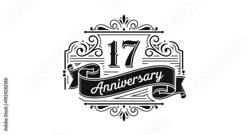 Vintage 17th Anniversary Celebration Design with Ornate Details.
