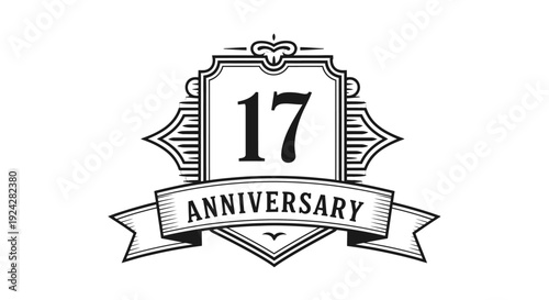 17th Anniversary Celebration Badge Emblem Design.