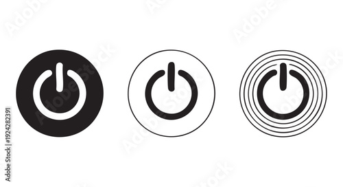 Power button icons set for start stop and shutdown functions vector graphics