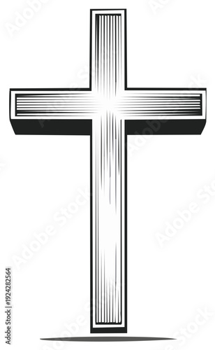 Christian Cross Symbol with Hatch Mark Detail