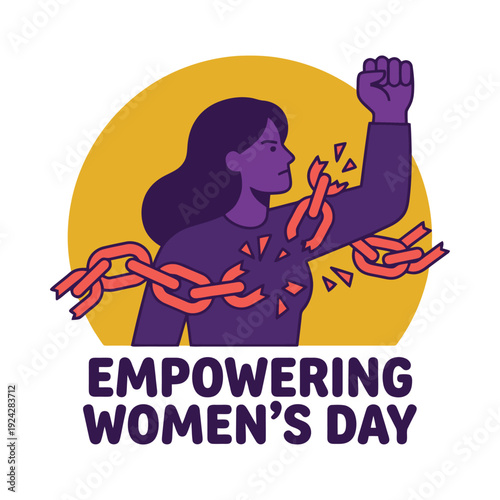 Empowering International Womens Day Concept With Woman Breaking Chains