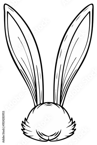 Minimalist Line Art Illustration of a Rabbit's Ears and Top of Head