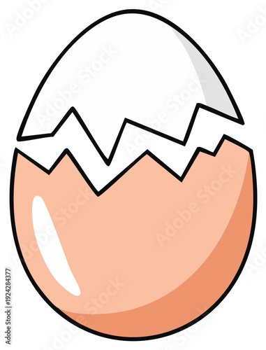 Cracked Egg Illustration Cartoon Style for Easter or Food Designs