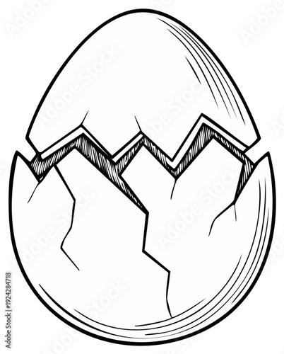 Broken eggshell illustration hatching concept design