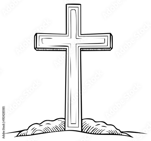 Simple Christian Cross Illustration Religious Symbol of Faith and Hope