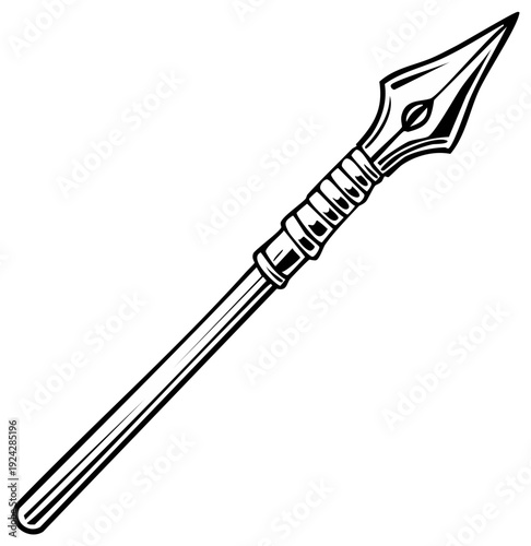Ancient Weaponry Tribal Spear Head Illustration Vector Art Graphic Design