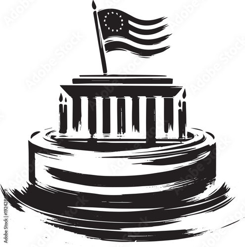 Minimalist brush stroke of a Independence Day cake with Betsy Ro