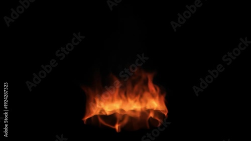 Realistic circular fire ring with orange flames and glowing heat waves isolated on transparent background for cinematic vfx motion graphics and composting