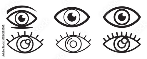 Stylized Eye Icon Set. with Eyelashes Vision, Beauty and View Symbols Vector Collection. Vector illustration eps 10