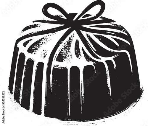 Delicate chocolate fondant in sumi-e style, conveying japanese a