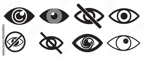 Eye and Hidden Eye Icon Set. Visibility, Privacy, Show Hide View Symbols icon collection. Vector illustration eps 10