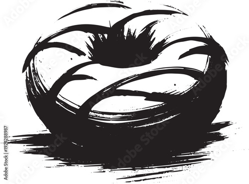 Whimsical Donut Illustration in Sumi-e Style: A Playful Food Des