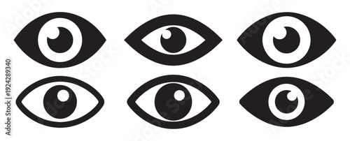 Eye Icon Set. Collection Vision, View, Visibility and Observation Symbols. Vector illustration eps 10