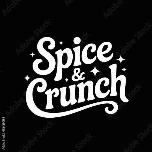 Vibrant logo design for a spice and crunch snack brand isolated on white background, Vector, illustration