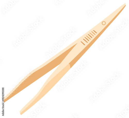 Simple light brown tweezers isolated on white clean background tool for precision