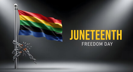 Juneteenth freedom day celebration with rainbow flag