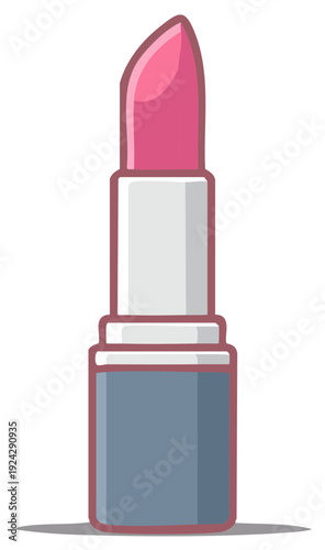 Vibrant pink lipstick tube illustration for beauty and cosmetic concepts