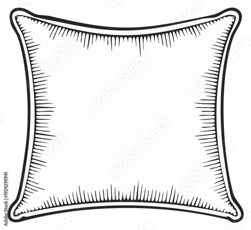 Hand Drawn Square Pillow Decoration Black and White Style