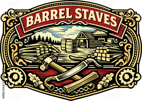 Barrel Staves Vintage Cooperage Badge EPS