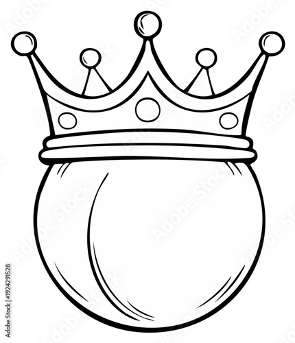 Simple line drawing of a crown on top of a round object