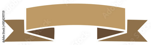 Curved brown ribbon banner illustration vintage style blank graphic element for text