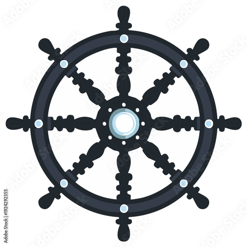 Nautical ship wheel helm vector illustration for maritime and sailing themes