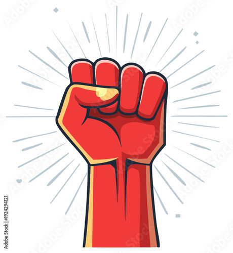 Raised Red Fist Symbol of Power and Resistance