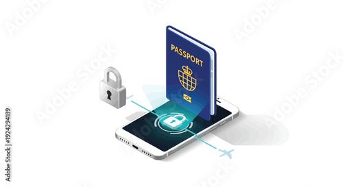 Digital Passport Security with Smartphone and Padlock.
