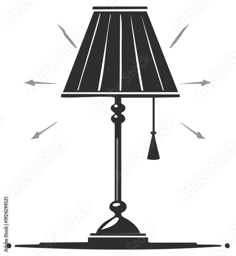 Silhouette illustration of a table lamp with radiating light