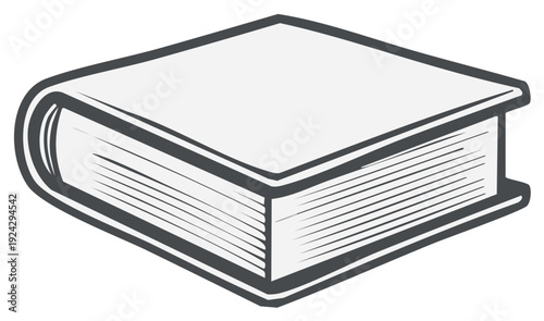 Stylized Illustration of a Closed Book with Heavy Outline in Isometric Perspective Reading and Learning Concept