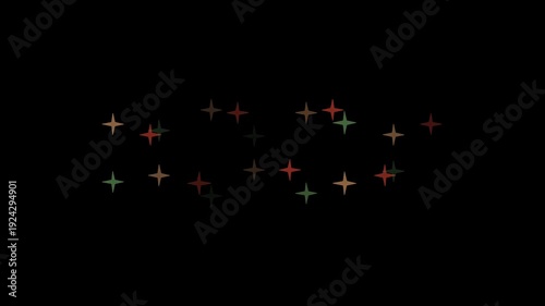 Animated colorful holiday sparkles twinkling on dark festive background