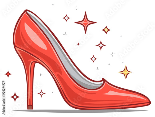 Elegant Red High Heel Shoe Sparkling with Glamour a Fashionable Footwear Choice for Special Occasions a Stylish Accessory Item
