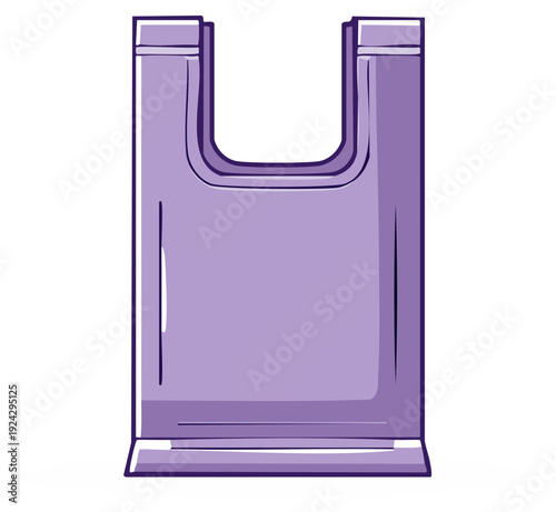Lilac Plastic Carrier Bag Illustration Recyclable Shopping Container Merchandise Packaging