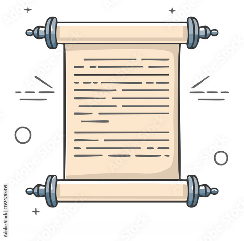 Vintage Scroll Illustration of Ancient Document with Old Manuscript