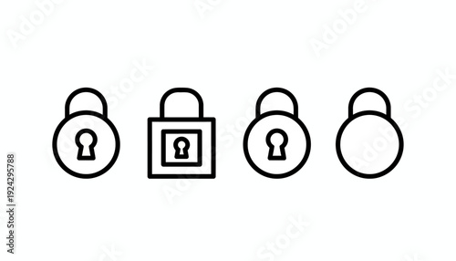 Simple black padlock icons in various styles on white background.