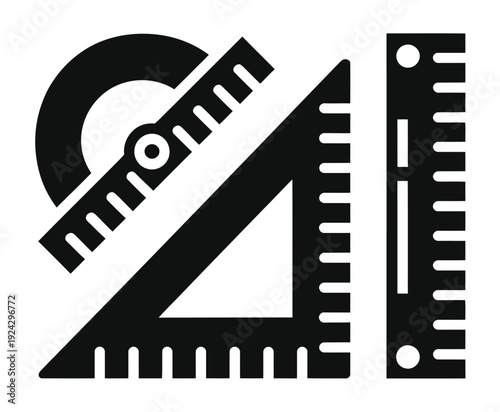 Vector graphic of a triangle ruler, protractor, and a scale for accurate measurements