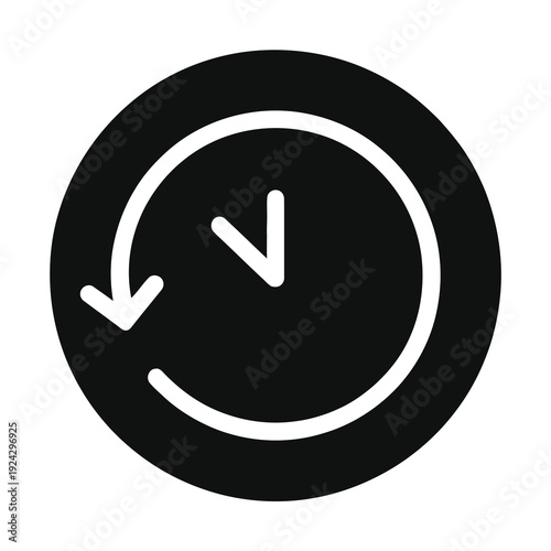 Vector of a clock with a circular arrow indicating time reversal
