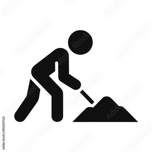 Vector of a person engaged in the act of digging with a shovel