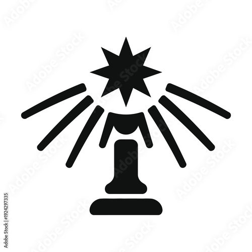 Vector icon featuring a starburst above a pedestal