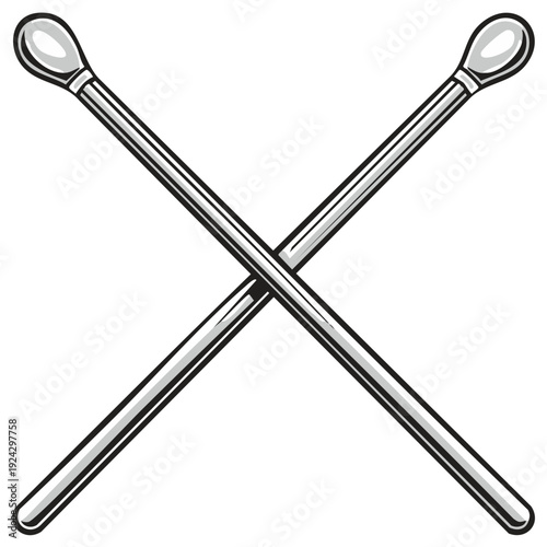 Crossed Cotton Swabs Illustration Clean Beauty Hygiene Tool