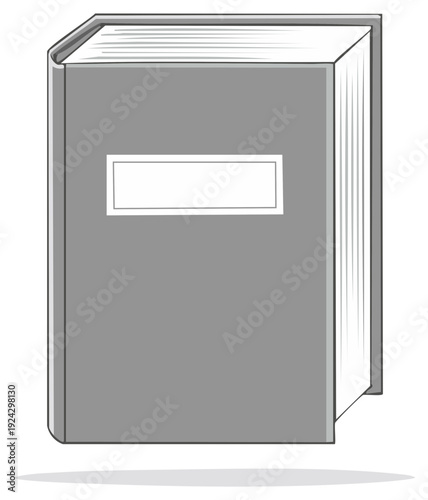 Gray Hardcover Book with Blank Label on Cover Standing Open