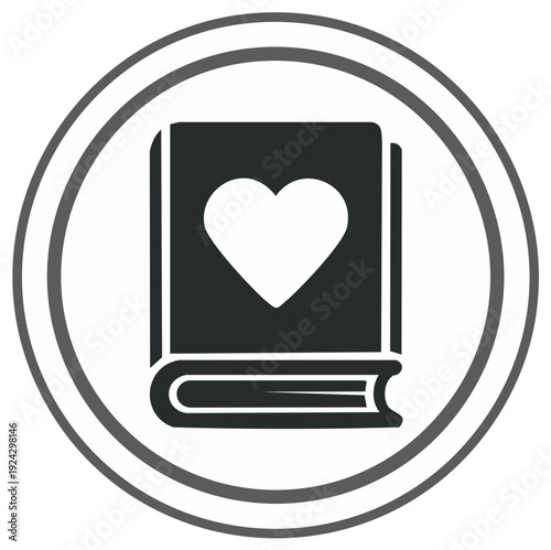 Love Story Book Icon Heart Symbol Education Romance Literature Symbol